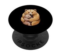 Mom Bear Cub Funny Pregnant Loading Baby Mother PopSockets PopGrip Adesivo