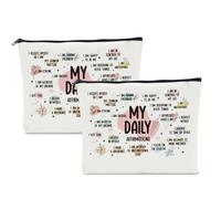 Mom Bibbia Verse Teacher Workout Gifts Makeup Bag Regali di ispirazione per le donne amore di sé Regali per la salute mentale, 2 PZ My Daily, 10 x 6 inches