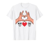 Mom & Dad Love You - Simpatico design a forma di cuore con mani Maglietta