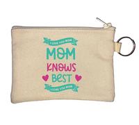 Mom Knows Best I Love You Mom portachiavi portamonete beige