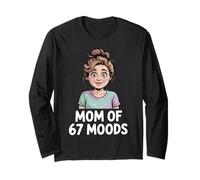 Mom of 67 Moods Funny Cartoon Expression Mom 67 Meme Maglia a Manica