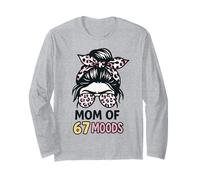 Mom of 67 Moods Funny Cartoon Expression Mom 67 Meme Maglia a Manica