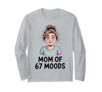 Mom of 67 Moods Funny Cartoon Expression Mom 67 Meme Maglia a Manica