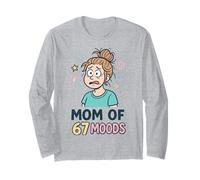 Mom of 67 Moods Funny Cartoon Expression Mom 67 Meme Maglia a Manica