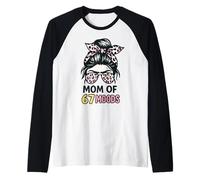 Mom of 67 Moods Funny Cartoon Expression Mom 67 Meme Maglia con Maniche Raglan