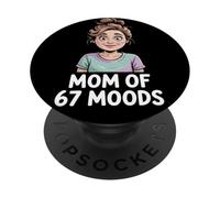 Mom of 67 Moods Funny Cartoon Expression Mom 67 Meme PopSockets PopGrip Adesivo