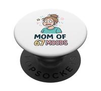 Mom of 67 Moods Funny Cartoon Expression Mom 67 Meme PopSockets PopGrip Adesivo