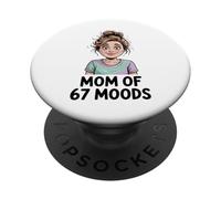 Mom of 67 Moods Funny Cartoon Expression Mom 67 Meme PopSockets PopGrip Adesivo