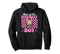 Mom of the Birthday Boy Football Mamma Mamma Rosa Coquette Bow Felpa con Cappuccio