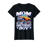 Mom of the Birthday Boy Monster Truck festa di compleanno novità Maglietta