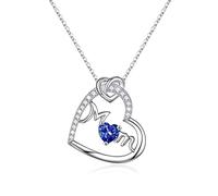 Mom Regali Mom Birthstone Collana, Sterling Heart Ciondolo Collana Birthstone Cowelry Mothers Mothers Valentines Day Gifts for Mom Christmas Birthday Gifts for Mom From Daughter Son, Sterling