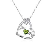 Mom Regali Mom Birthstone Collana, Sterling Heart Ciondolo Collana Birthstone Cowelry Mothers Mothers Valentines Day Gifts for Mom Christmas Birthday Gifts for Mom From Daughter Son, Sterling