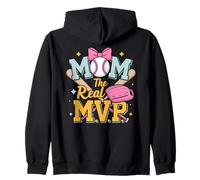 Mom, The Real Most Valuable Person, Funny Baseball Felpa con Cappuccio