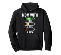 Mom with Three Boys Battery Empty Funny Mom with 3 Sons Felpa con Cappuccio