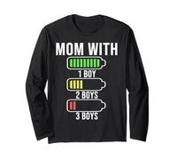 Mom with Three Boys Battery Empty Funny Mom with 3 Sons Maglia a Manica