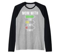 Mom with Three Boys Battery Empty Funny Mom with 3 Sons Maglia con Maniche Raglan
