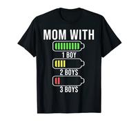Mom with three Boys Battery Empty Funny Mom with 3 Sons Maglietta