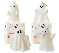 MOMAHUA 4 Candele Profumate Halloween con Cera di Soia Naturale,4 Disegno Fantasma,20-28 Ore di Durata,per Aromaterapia e Halloween Decorazione,Idea Regalo per Lei e Amici