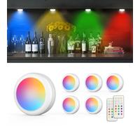 Moman 6 Pezzi Luci Armadio, 13 Colori LED Luce Notturna con Telecomando, Luminosità Regolabile Batteria Adesivi Timer Luce LED Sottopensile Cucina per Armadietto,Cucina,Corridoi,Camera (T025 Bianco)