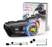 Moman Auricolare Casco Moto-1000mAh Batteria, RS-H4P Cuffie Casco Moto Doppia Ri