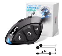 Moman Cuffie per casco da moto, RS-S Cuffie da moto Compatte con altoparlante HI-FI cancellazione del rumore/radio FM/Lingua AI/vivavoce/IPX6 Impermeabile Cuffie moto per pilota singolo