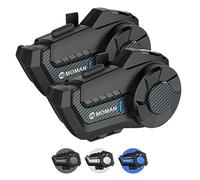 Moman H2Pro Interfono Moto Coppia - Connettività Universale, Auricolare Casco Moto 2 Ciclisti 1000M Sistema di Comunicazione Triple Riduzione del Rumore Hi-Fi Stereo Condivisione Musica FM IP65