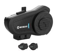 Moman H2Pro Interfono Moto Singolo - Connettività Universale, Auricolare Casco Moto 1000M Sistema di Comunicazione DSP&CVC Riduzione del Rumore Hi-Fi Stereo Condivisione Musica FM Vocale AI IPX6