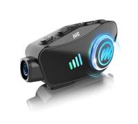 Moman H4C Auricolare Casco Moto - Fotocamera 1080P, Cuffie Casco Moto Grandangolo 120°Riprese a 360°con Scheda 32G Doppia Riduzione del Rumore con Hi-Fi Microfono Morbida/Dura IPX6/Vocale AI