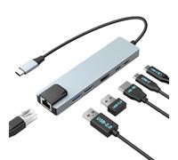 Moman Hub USB C, Adattatore Multiporta USB 6 in 1 con 100W PD, 4K@30Hz HDMI, RJ45 Ethernet, 5Gbps USB 3.0, USB 2.0, USB C, Docking Station USB per Mouse, Tastiera, U Disk, Unità Flash, Cellulare