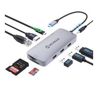 Moman Hub USB C, Docking Station 9 in 1 con 100W PD, 4K@30Hz HDMI, 3 x USB 3.0 5Gbps, Connettore da 3,5 mm, RJ45 Ethernet, Lettore di Schede SD/TF per Mouse, Tastiera, U Disk, Unità Flash, Cellulare
