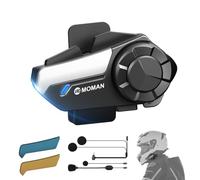 Moman Interfono Moto Singolo, H2S Auricolare Casco Moto 1000M Sistema di Comunicazione Riduzione del Rumore Tripla Audio Multifunzione Hi-Fi Stereo Radio FM Controllo Vocale AI IPX6 Impermeabile