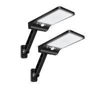 Moman Lampada Solare da Esterno, 56 LED Luce Solare LED Esterno con Sensore di Movimento 6500K 3 Modalità Impermeabile IP65 2 Pcs Faretti Solari con Telecomando (Nero), Faretto-LED-Esterno-Solar-Luce
