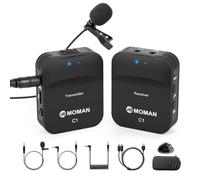 Moman Lavalier Wireless C1 Microphone, 2.4 GHz Professional Wireless Microphone 200 m 8 Hour for Smartphone DSLR SLR Camcorder Laptop, Lavalier-Professional-Camera