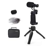 Moman Microfono smartphone con kit video, microfono shotgun con funzione renale, microfono direzionale a condensatore con mini treppiede Grip Rig, supporto cellulare per telefoni cellulari/fotocamere