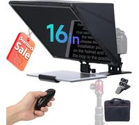 Moman MT16 Teleprompter 16 Pollici per Tablet iPad Smartphone, Vetro Divisore HD con Telecomando e App, Struttura in Metallo per Fotocamere DSLR e Videocamere, Ideale per YouTube e Live Streaming