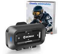 Moman RSC Auricolari per Casco, Cuffie Casco Moto con Doppio Microfono, Riduzione del Rumore Hi-Fi Stereo Pulsanti Guanti-Compatibili 1000mAh Batteria IPX6/Controllo Musica/Vocale AI Per Singola