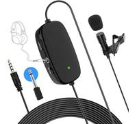 Moman S6M2 6M Microfono a spina Smartphone, Mini Lavalier Microfono 3,5 mm - 6,3 mm TRRS-TRS con monitoraggio audio Low Cut Gain Control per fotocamera, Tablet Laptop PC