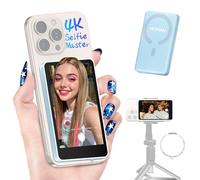Moman Selfie Monitor Schermo 4K/1080p per iPhone e Android, Monitor Magnetico Wireless 50m Fotocamera Posteriore per Selfie Vlog TikTok Live Streaming - Blu