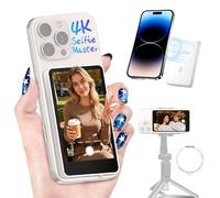 Moman Selfie Monitor Schermo 4K/1080p per iPhone e Android, Monitor Magnetico Wireless 50m Fotocamera Posteriore per Selfie Vlog TikTok Live Streaming - Bianco