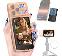 Moman Selfie Monitor Schermo AI per iPhone 7-17 e Android | Gesti IA, Luce LED, Bassa Latenza e Supporta il Passaggio Libero tra Connessione Wireless e Cablata per Vlogs Tiktok (Bianco)
