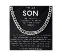 Momavo Gioielli per mio figlio, You Will Always Be My Little Boy, catena cubana, regalo per figlio, idea regalo per figlio, Acciaio inossidabile, Nessuna pietra preziosa