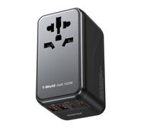 MOMAX Adattatore Universale da Viaggio 100 W, Presa Universale da Viaggio con 2 USB-C e 2 USB-A e 1 AC, 5-in-1 Adattatore da Viaggio Italia Inghilterra Germania America Australia e 224+ Paese