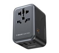 MOMAX Adattatore Universale da Viaggio 70W GaN 3 USB C 2 USB A Presa AC PD3.0