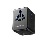 MOMAX Adattatore Universale da Viaggio 70W GaN, 3 USB-C, 2 USB-A, Presa AC, PD3.