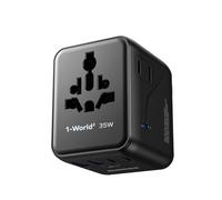 MOMAX Adattatore Universale da Viaggio PD 35W con 3USB-C, 2USB-A e AC, Adattatore Internazionale per USA Canada UK Australia Cina Giappone, Compatibile iPhone 17, Nero