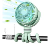 momcozy 8000mAh Ventilatore Portatile per Passeggino, Batteria Durata 27H Ventilatori, Rotazione a 360° a 4 Velocità, Luce Notturna, Ventola di Ricaricabile USB,Viaggi, Camera (Verde)