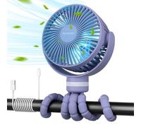 momcozy 8000mAh Ventilatore Portatile per Passeggino, Batteria Durata 27H Ventilatori, Rotazione a 360° a 4 Velocità, Luce Notturna, Ventola di Ricaricabile USB,Viaggi, Camera (Viola)