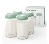 Momcozy Bottiglie per Conservazione Latte Materno 300ml Collo Largo, Biberon Contenitori Latte Materno per Frigorifero/Freezer, Senza BPA, Set 4 Pezzi