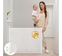 Momcozy Cancello per Scale Retrattile per Bambino, 33" di Altezza, si Estende Fino a 55" di Larghezza, Design su e Giù per Evitare Battiscopa, Porta Cane Flessibile in Rete per Interni/Estern
