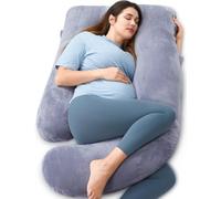 momcozy Cuscino Gravidanza in Velluto - Cuscino a Forma di U per Dormire in Gravidanza 145cm, Supporto per Schiena, Pancia, Gambe e Fianchi - Cuscino Gravidanza per Dormire Laterale